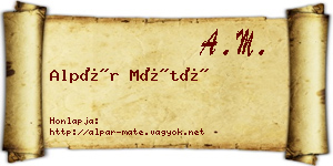 Alpár Máté névjegykártya