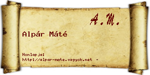 Alpár Máté névjegykártya